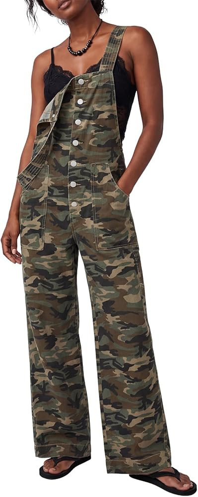 Kedera Women's Casual Baggy Denim Adjustable Denim Bib Overalls Loose Wide Leg Jeans Pants Jumpsu... | Amazon (US)