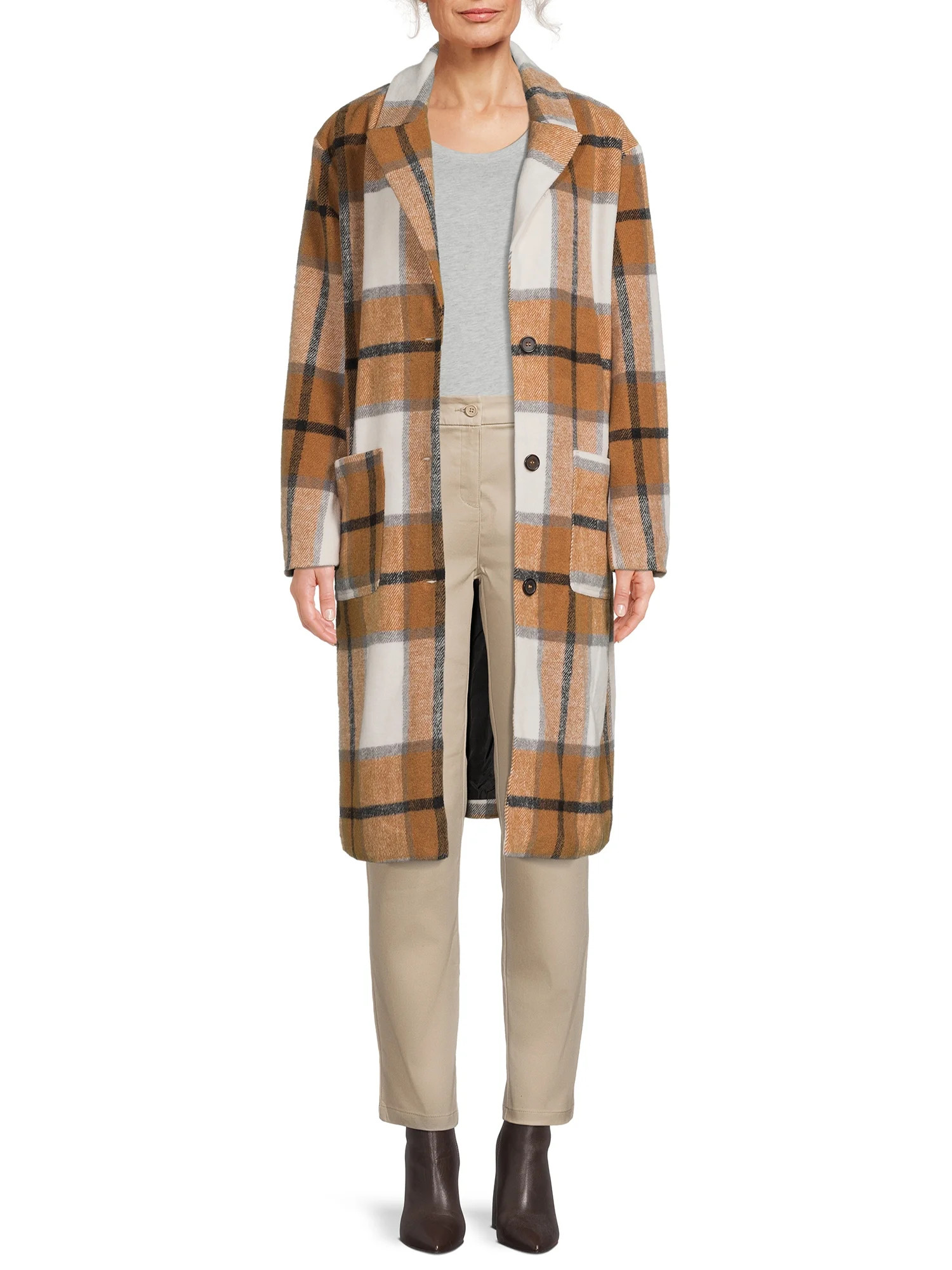 Jason Maxwell Women's Plaid Maxi Duster Coat - Walmart.com | Walmart (US)