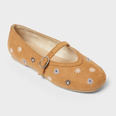 Kids' Lizbeth Embroidered Ballet Flats - Cat & Jack™ Tan 1 | Target