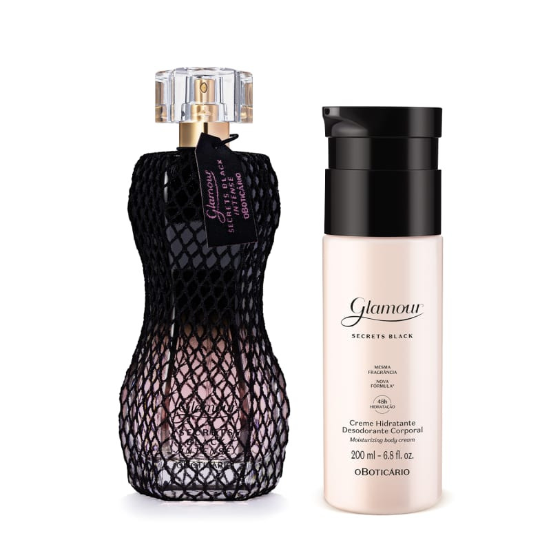 Combo Glamour Secret Black: Desodorante Colônia 75ml + Creme Corporal 200ml | O Boticario | oBoticario (BR)