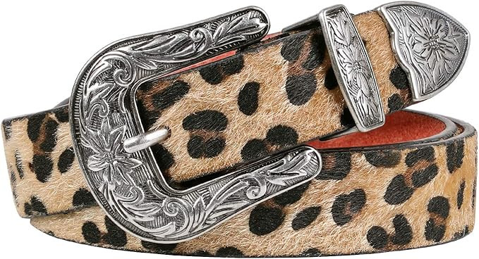 Women Leather Belts Ladies Vintage Western Design Black Waist Belt for Pants Jeans Dresses | Amazon (US)