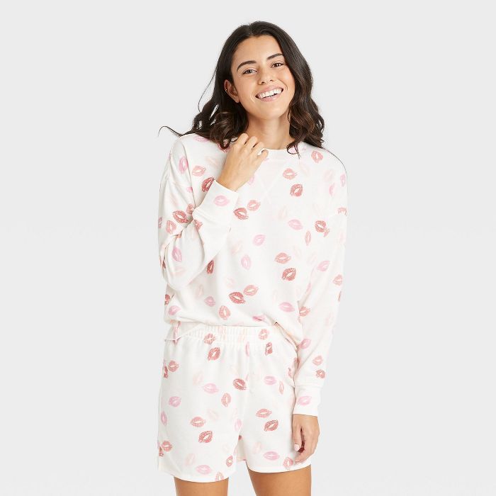 Women's Kisses Valentine's Day Pajama Set - Grayson Threads White | Target