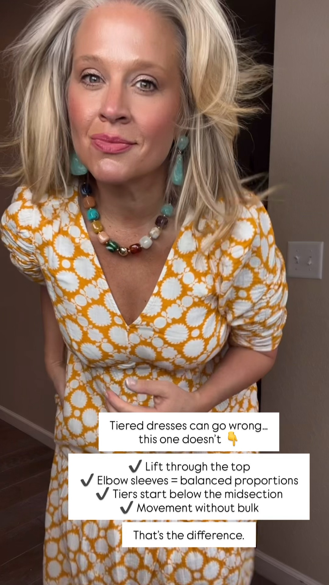  ✨Tap the bell, save and ❤️ for over 40 fashion, midlife style, midsize fashion and luxury looks for less.  

Tiered dresses can go wrong…
this one doesn’t 👇

✔️ Lift through the top
✔️ Elbow sleeves = balanced proportions
✔️ Tiers start below the midsection
✔️ Movement without bulk

That’s the difference.

⬇️Sizing information: medium
(Size down if in between sizes.) 

Spring looks, Midlife style for real women who want to feel confident again. Over 40 fashion and over 50 style that works with changing bodies, perimenopause shifts, and real life. Think midsize fashion, Gen X style and up, body confidence, and mom outfits that feel polished, comfortable, and elevated...because style over 45 and over 50 should feel effortless, not stressKeys's

#LTKPlusSize #LTKOver40 #LTKMidsize