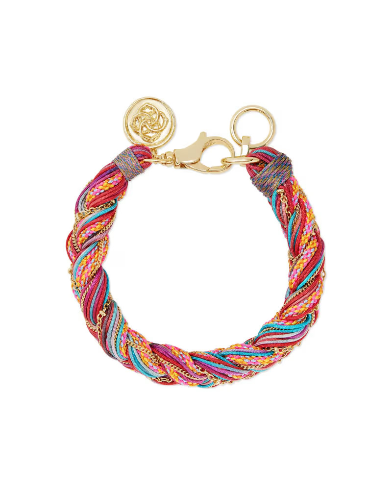 Masie Gold Corded Friendship Bracelet in Coral Mix Paracord | Kendra Scott