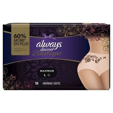 Always Discreet Boutique, Incontinence & Postpartum Underwear for Women, Maximum Protection, Large,  | Walmart (US)