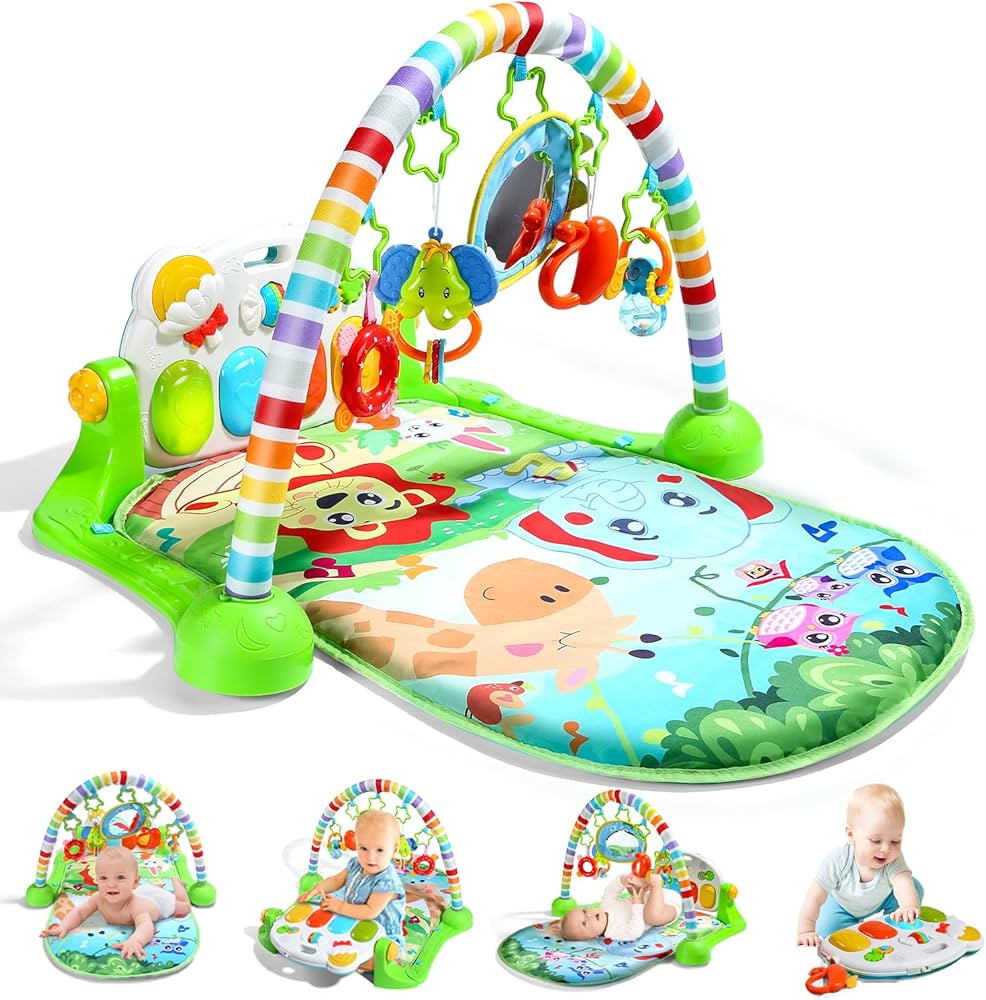 CUTE STONE Baby Gym Play Mat, Play Piano Gym with Tummy Time Activity Mat, Musical Activity Cente... | Amazon (US)