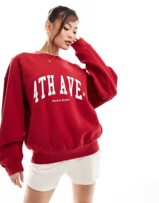 4th & Reckless Avenue lounge sweatshirt in cherry red | ASOS (Global)