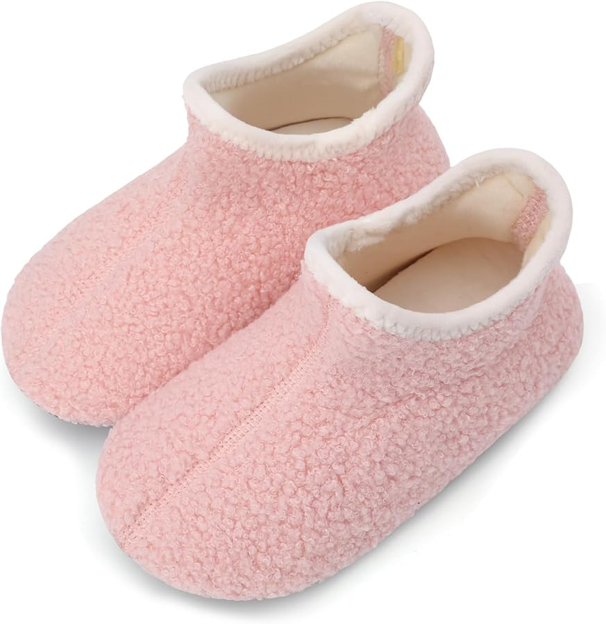 Scurtain Unisex Big Kids Little Kids Slippers Socks Artificial Woolen Slippers with Non-slip Rubb... | Amazon (US)