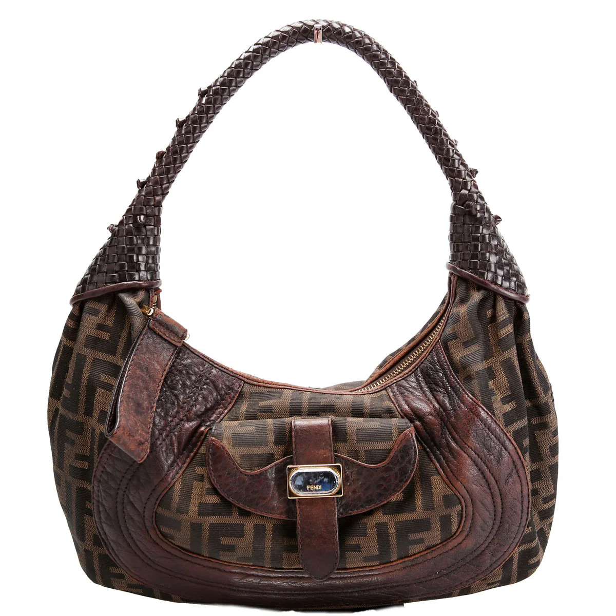 8BR545 FF Zucca Spy Hobo Brown | Keeks Designer Handbags