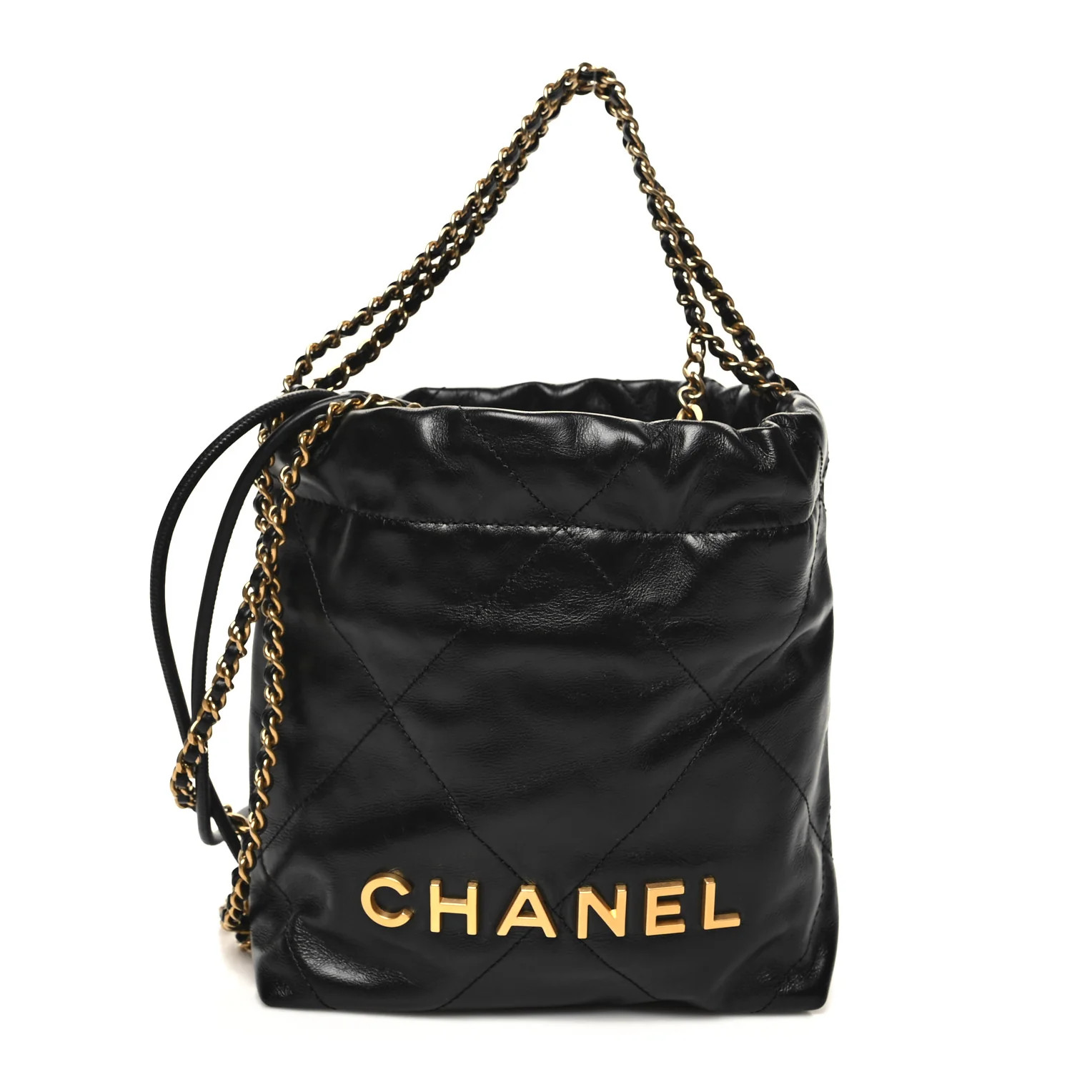 Shiny Calfskin Quilted Mini Chanel 22 Black | FASHIONPHILE (US)