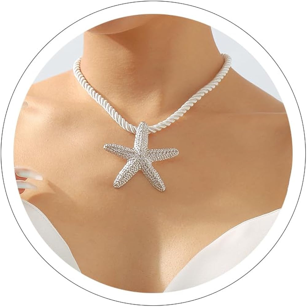 Gold Starfish Earrings Silver Seashell Earrings Dangle Gold Starfish Necklace Beach Jewelry for W... | Amazon (US)