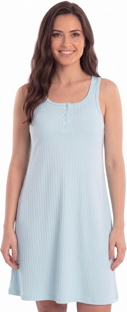Just Love Women's Sleeveless Henley Nightgown, Soft Stretch Tank Sleep Shirt Dress | Amazon (US)