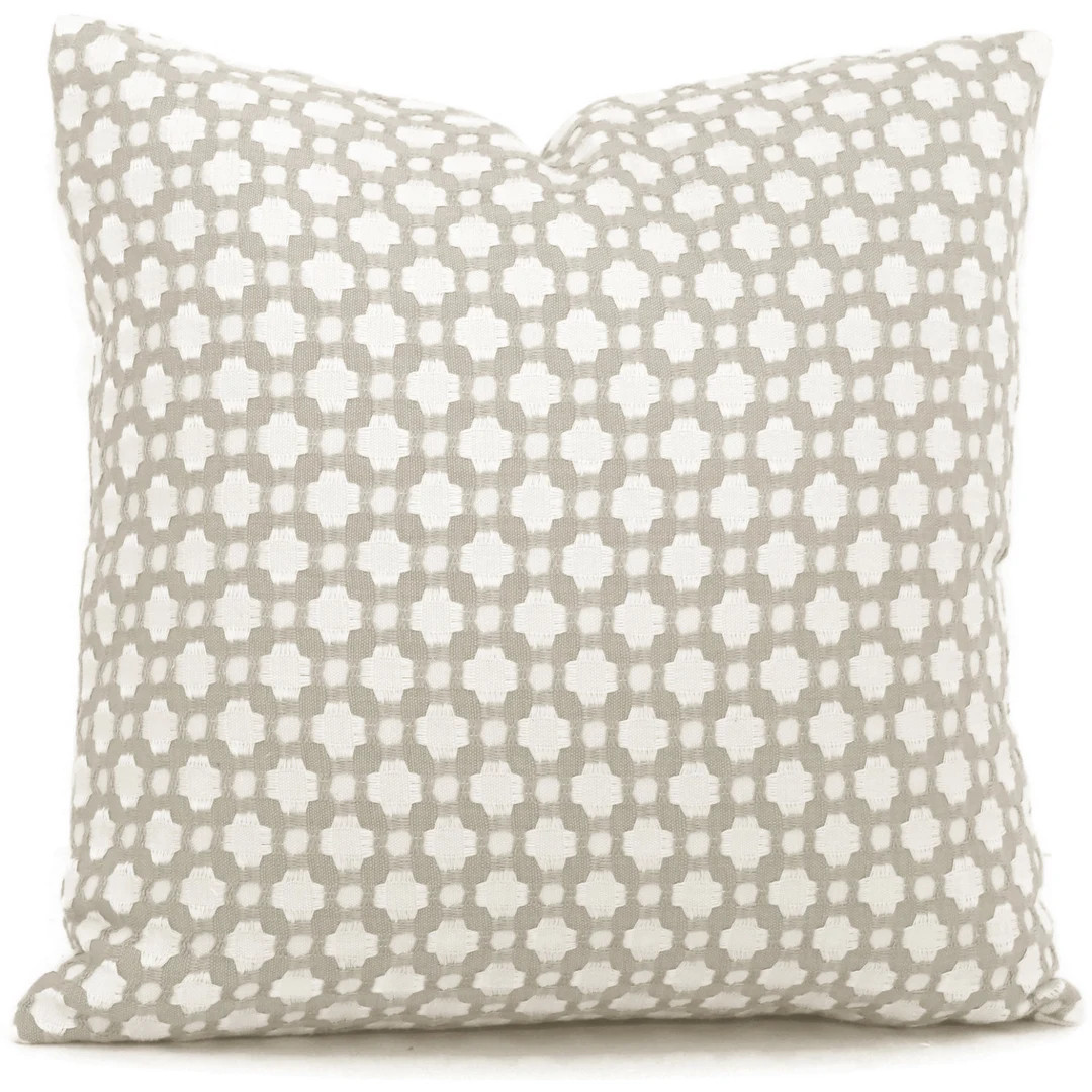 Schumacher Betwixt Pillow Cover: Stone and White Woven Accent Pillow - Etsy | Etsy (US)