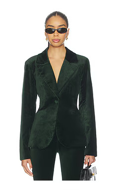 Good American Velvet Sculpted Blazer in Pine Green003 from Revolve.com | Revolve Clothing (Global)