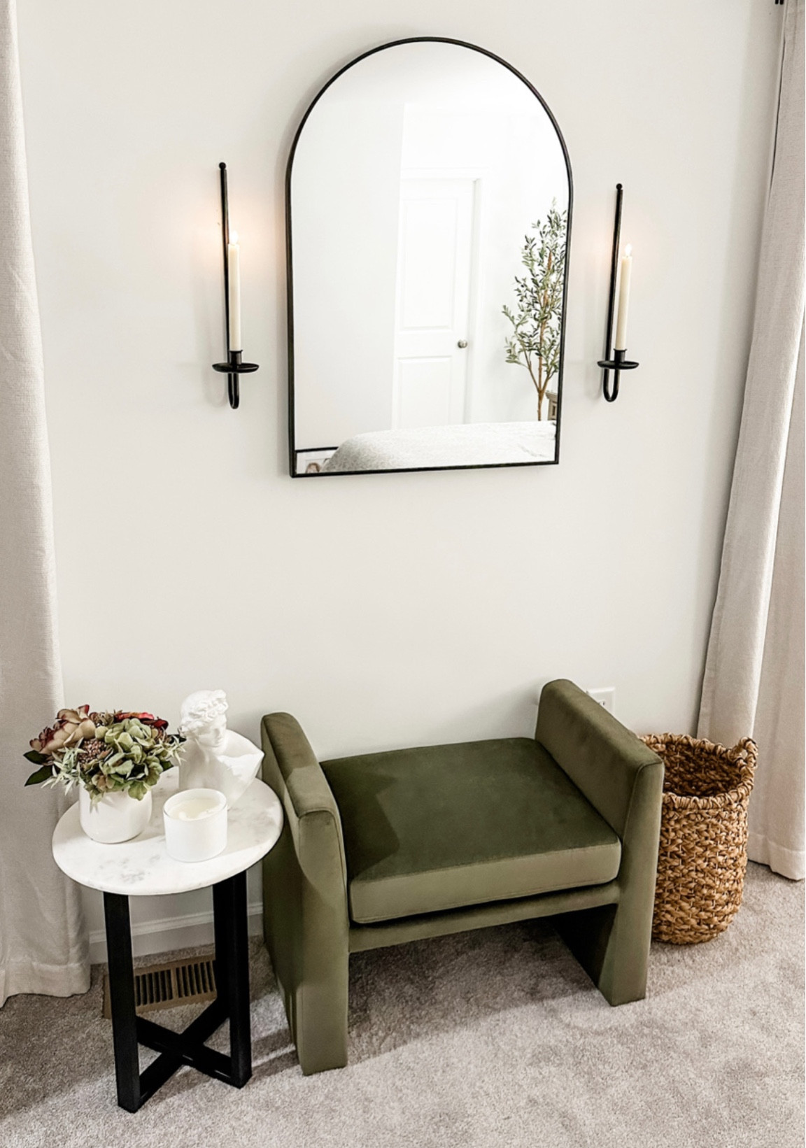 Loving this spot in our bedroom 😍 Also linking the 6’ olive tree you can see in the mirror (it’s SO good & on sale for $60!)

#LTKhome #LTKunder100 #LTKsalealert