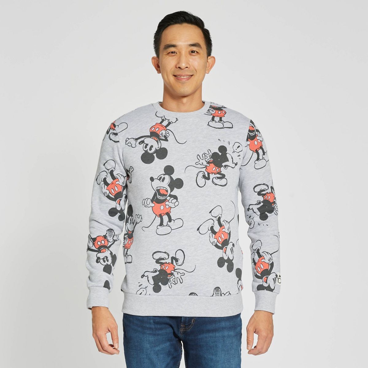 Men's Disney 100 Mickey Graphic Pullover Sweatshirt - Heathered Gray | Target
