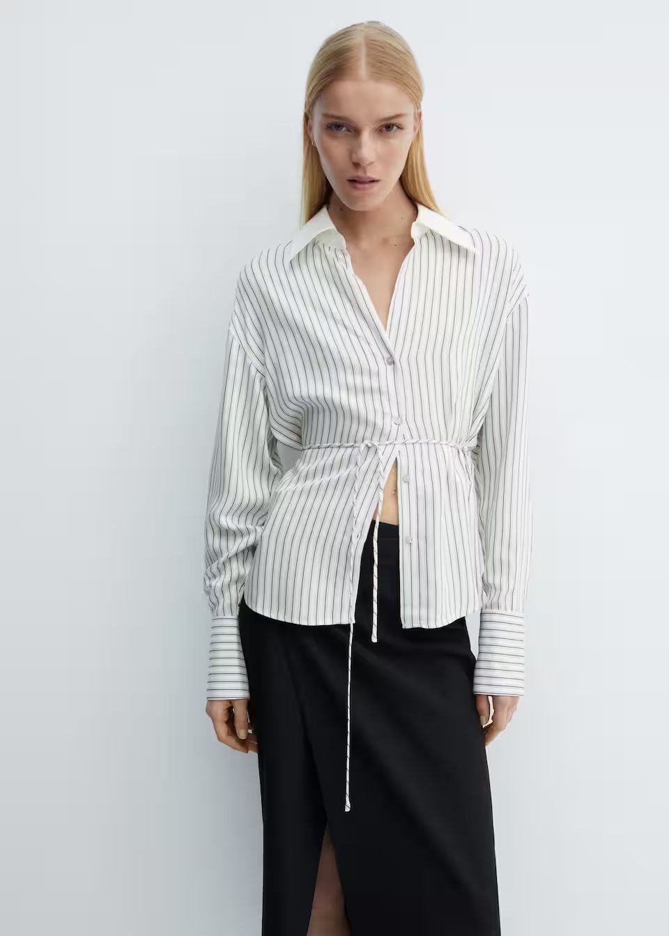 Striped bow blouse | MANGO (US)