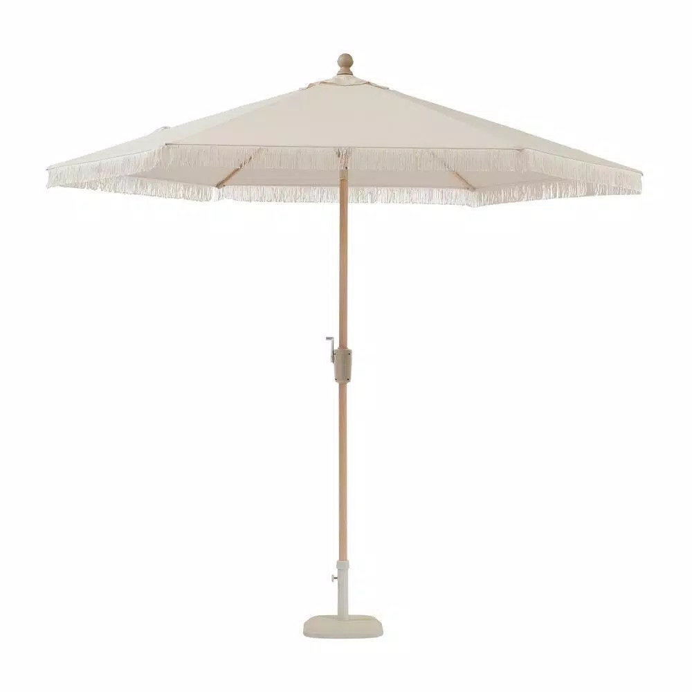 9 ft. Aluminum Market Auto Tilt Patio Umbrella in Almond | The Home Depot