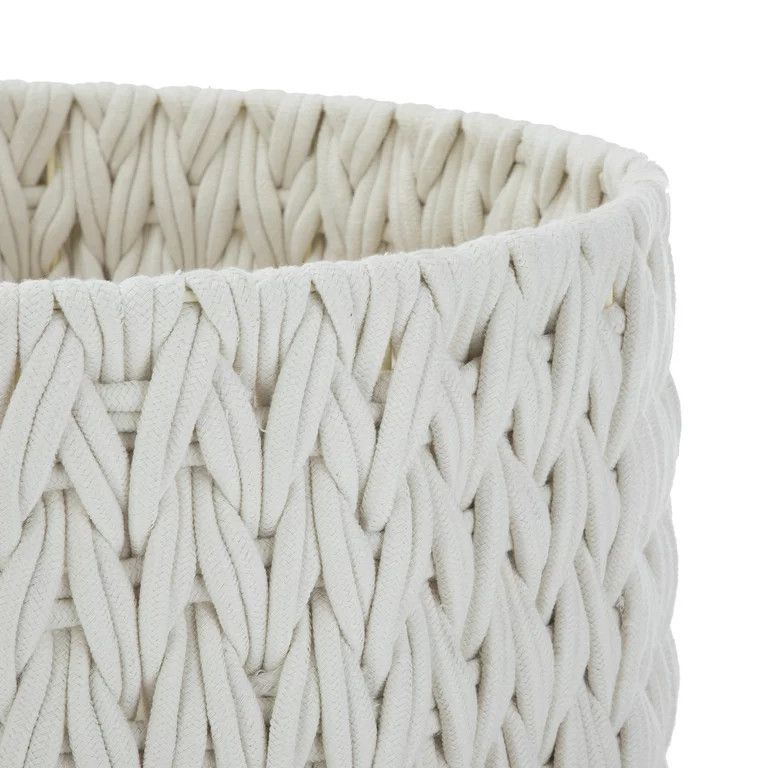 Better Homes & Gardens Closed Weave Polyester White Decorative Storage Basket - Walmart.com | Walmart (US)