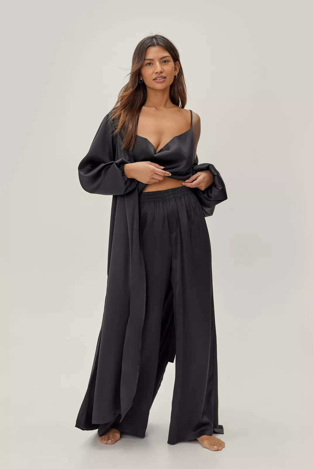 Satin Long Pajama Set And Robe | Nasty Gal US