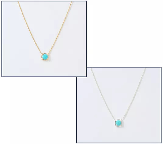 Christian James by Scott Grimes Sterling Silver Turquoise Halo Necklace - QVC.com | QVC