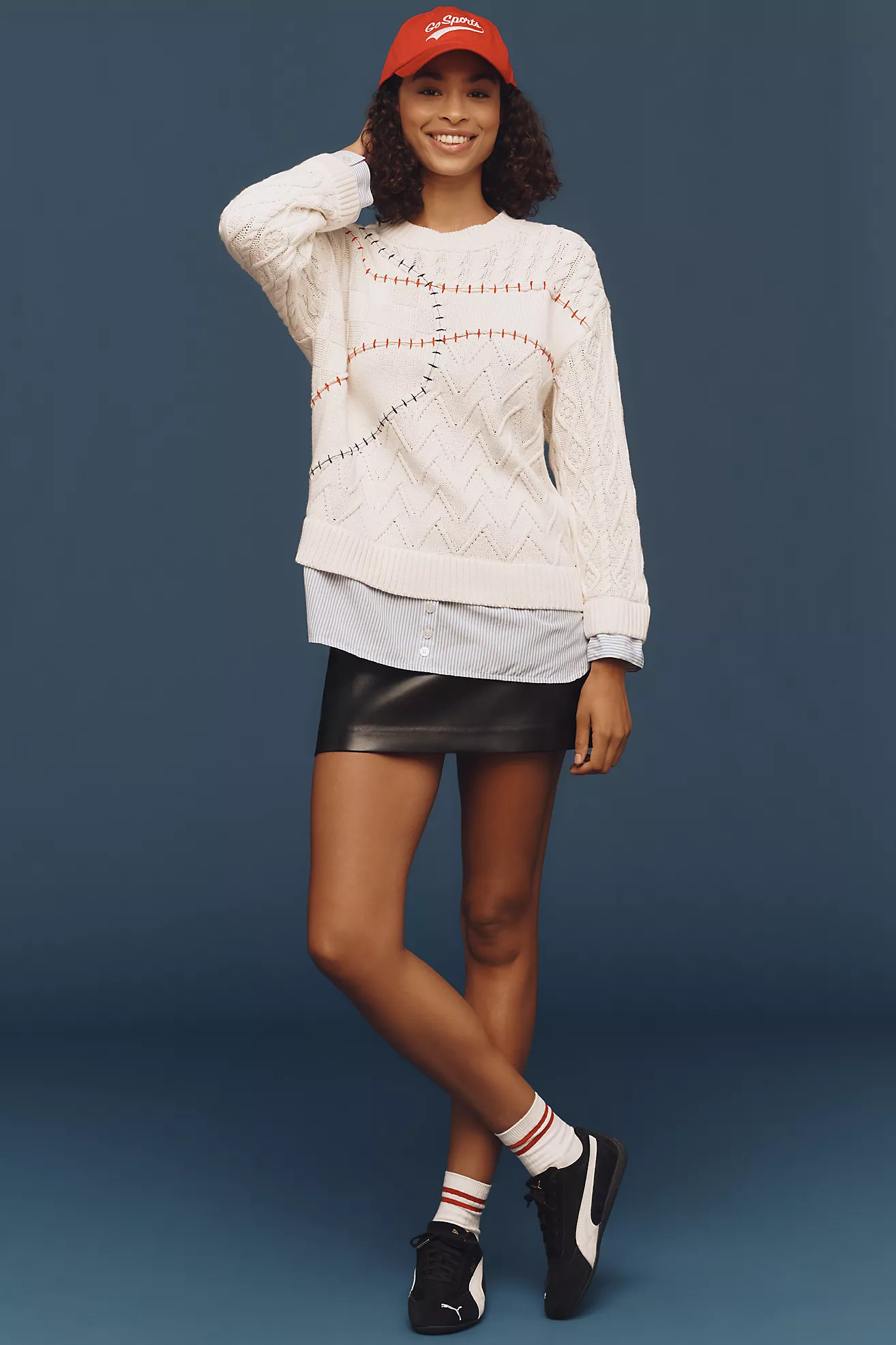 Pilcro Cable-Knit Twofer Sweater | Anthropologie (US)