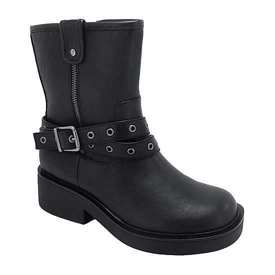 Pop Womens Block Heel Motorcycle Boots Billboard, Color: Black - JCPenney | JCPenney