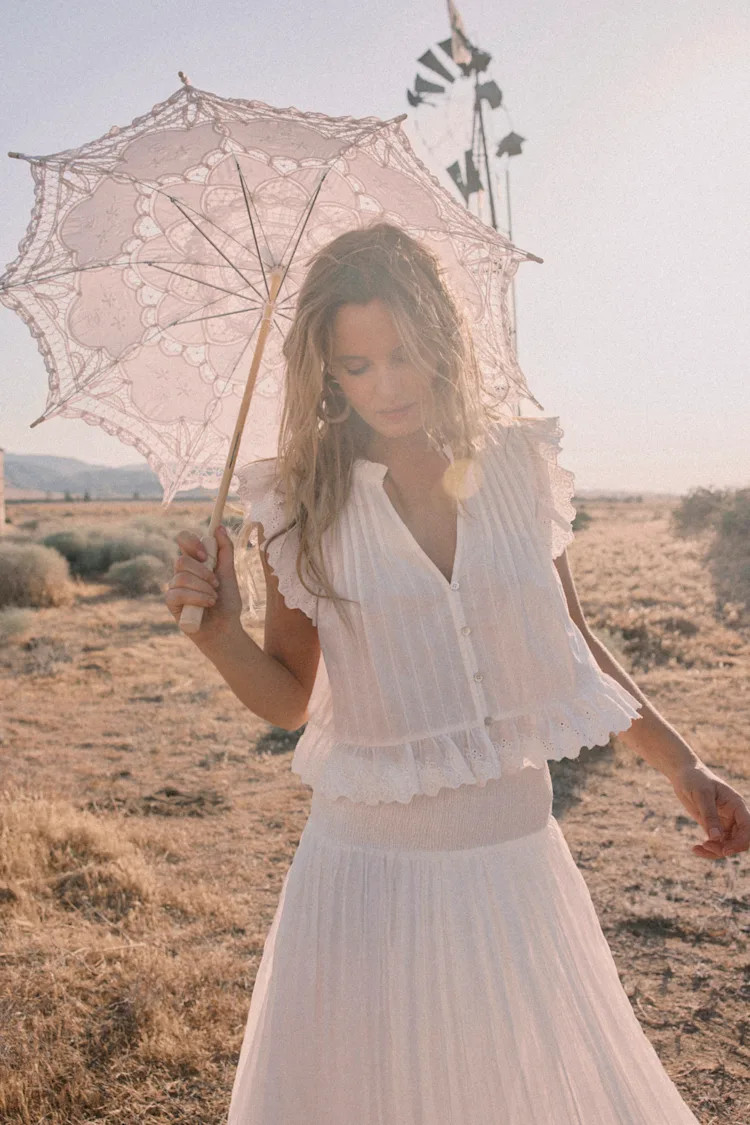 Annabelle Ivory Pleated Cotton Button-Up Top | Lulus