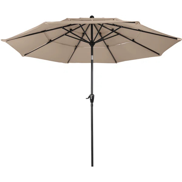 Bettine 120'' Market Umbrella - 3-Tiered Sunshade with Push Button Tilt and Easy-Open Crank | Wayfair North America