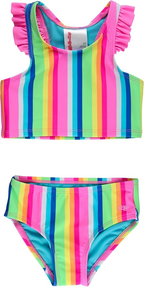 RuffleButts Girls UPF50+ Sun Protected Racerback Flutter Tankini 2-Piece Swimsuit | Amazon (US)