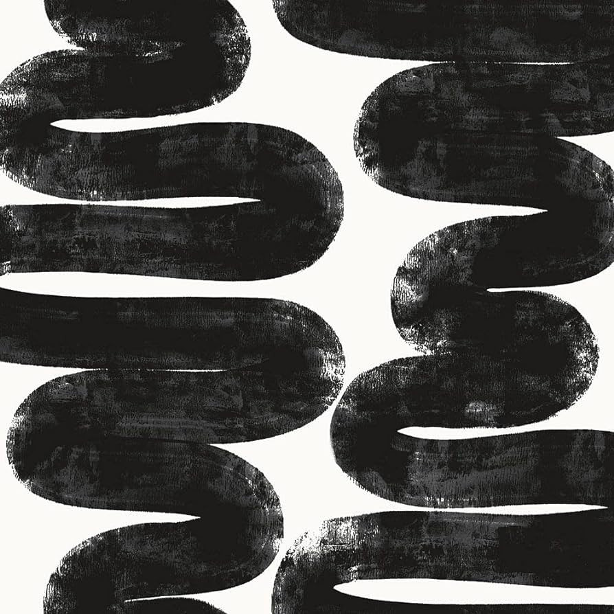 Tempaper x Bobby Berk White & Black Wiggle Room Removable Peel and Stick Wallpaper, 20.5 in X 16.... | Amazon (US)