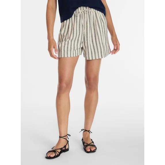 Time and Tru Women's Linen Blend Shorts, Sizes XS-XXXL | Walmart (US)