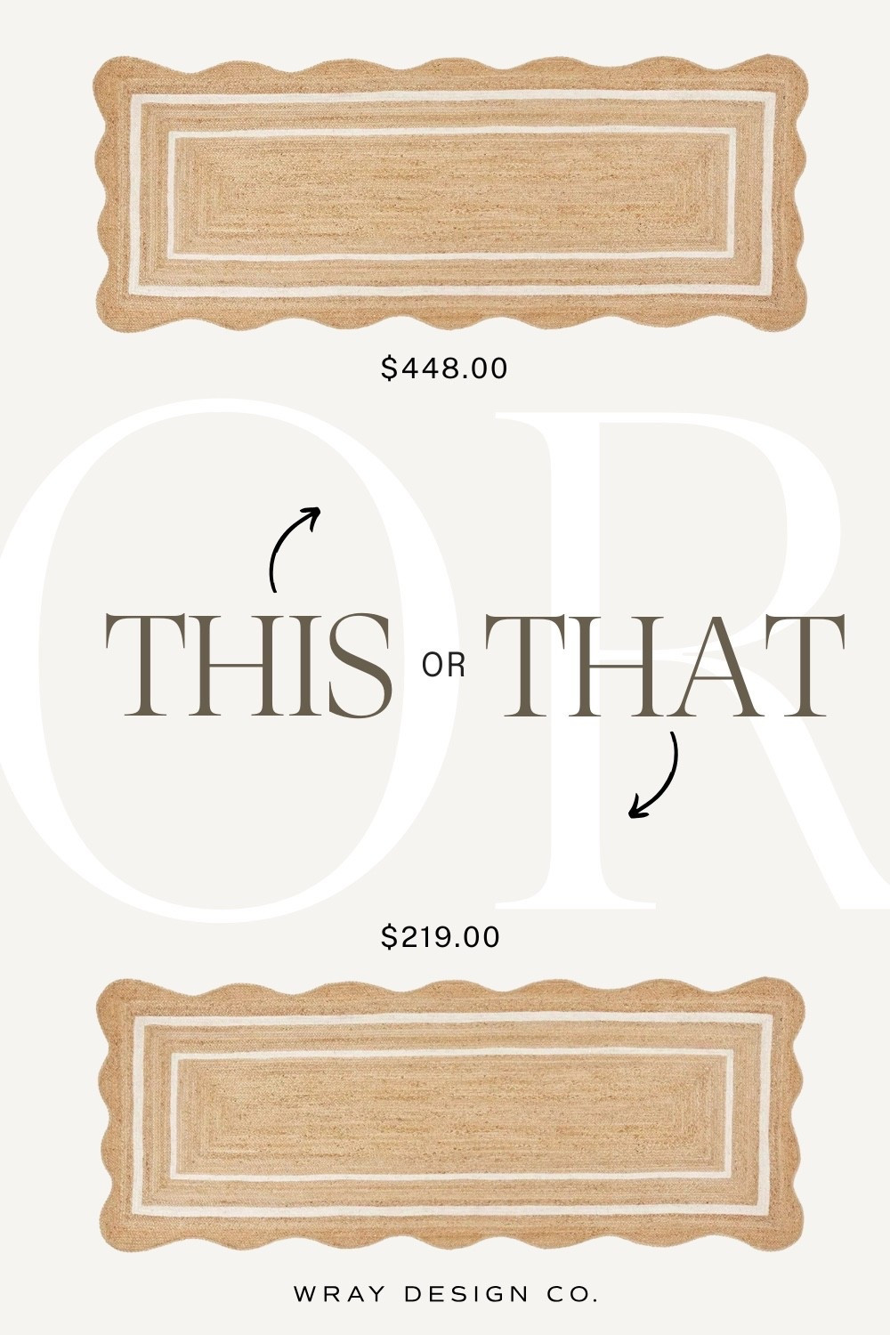 Your weekly look for less is here! Featuring the most stunning scalloped jute runner (also available in rug sizes). Will you splurge at Serena & Lily or are you buying the dupe at Etsy? Let us know!

#LTKHome #LTKStyleTip