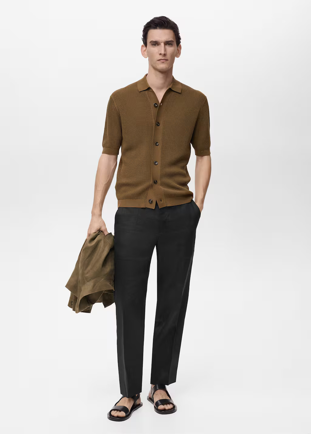 Structured knitted shirt brown - Men - M - MANGO MAN | Mango (US/MX/AU)