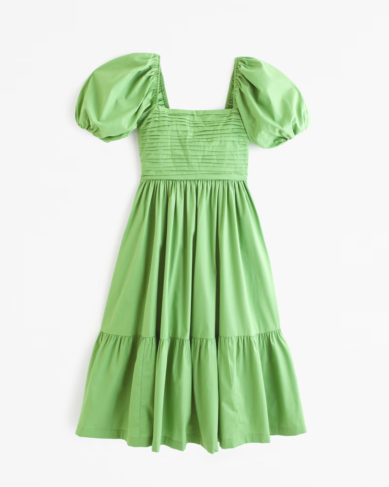 Emerson Poplin Puff Sleeve Midi Dress | Abercrombie & Fitch (US)