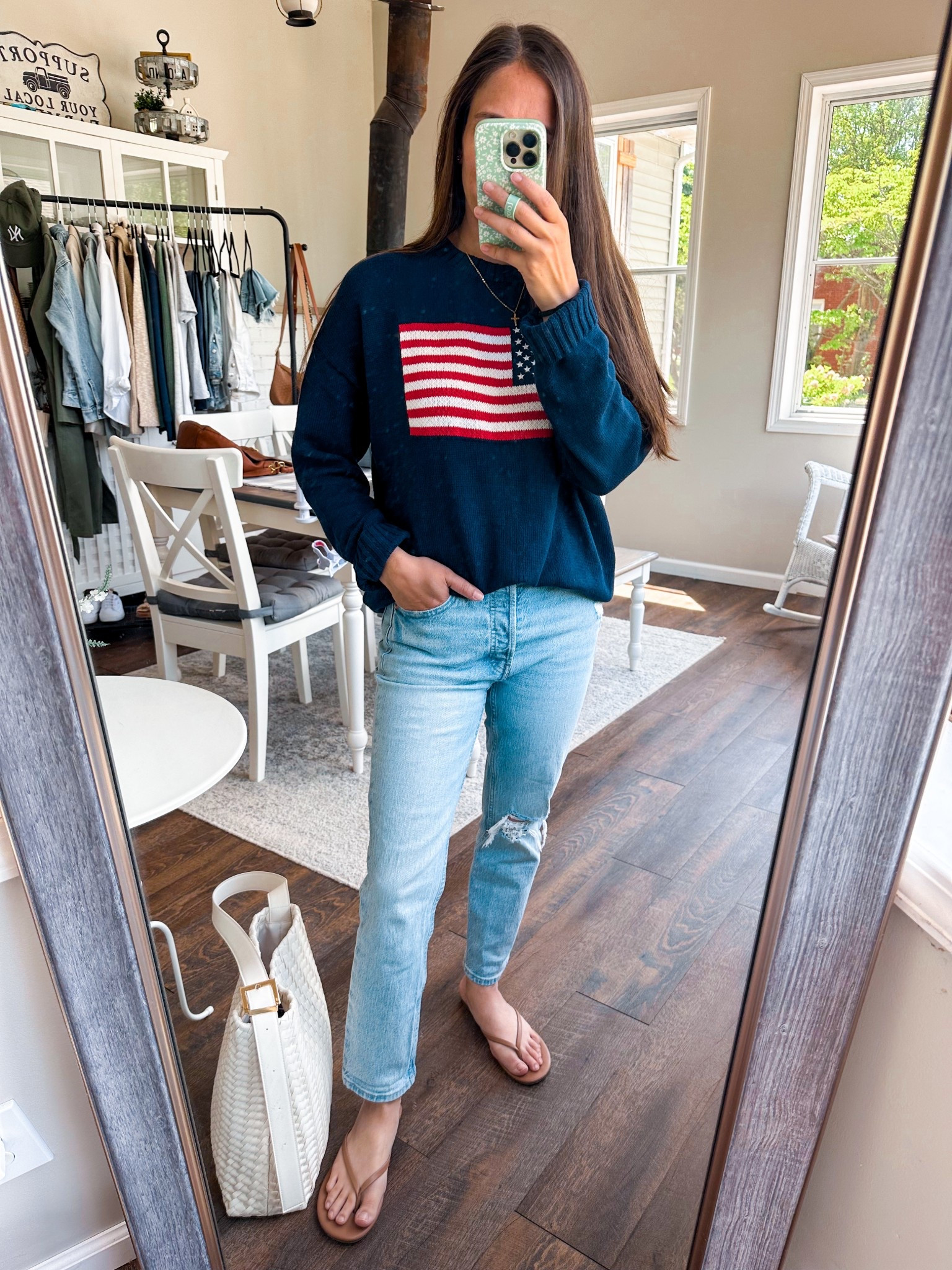 Memorial Day outfit of the day 
Sweater small 
Denim jeans tts short (linked similar) 
Bag Target 
Sandals Walmart tts 

#LTKFindsUnder100 #LTKStyleTip #LTKFindsUnder50