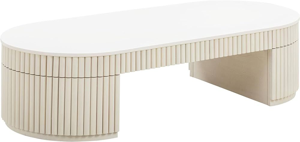 Tov Furniture Bella Cream Oval Coffee Table | Amazon (US)