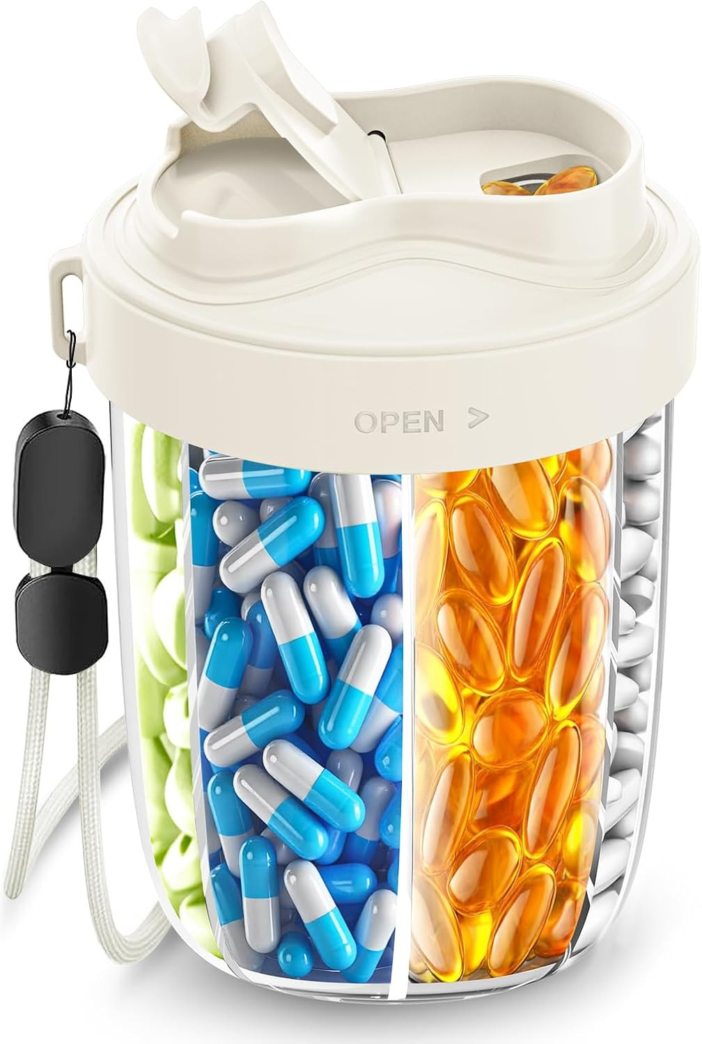 Pill Dispenser with 7 Large Compartments - Portable Pill Organizer for Travel, Anti-Mix Design & ... | Amazon (US)