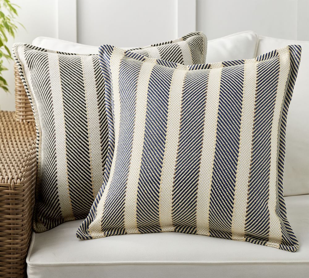 Aviv Striped Indoor/Outdoor Pillow | Pottery Barn (US)