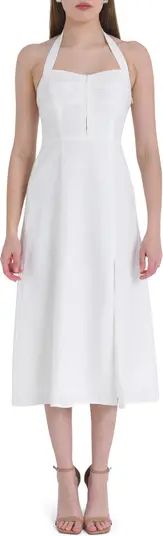 Simone Halter Neck Linen Midi Dress | Nordstrom