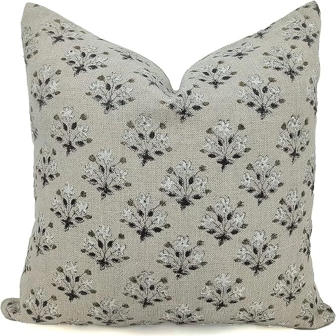 Fabritual Thick Linen Throw Pillow Cover, Farmhouse Pillow with Handloom Print, Sustainable Handm... | Amazon (US)
