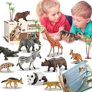 EnAuRoL 31 Pcs Safari Animals Figures Including 24 Realistic Jungle Playset Toys Zoo Animals for ... | Amazon (US)