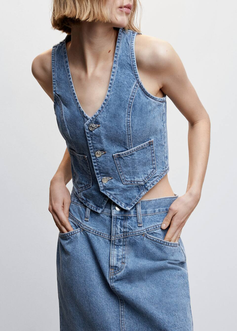 Denim vest with pockets | MANGO (US)
