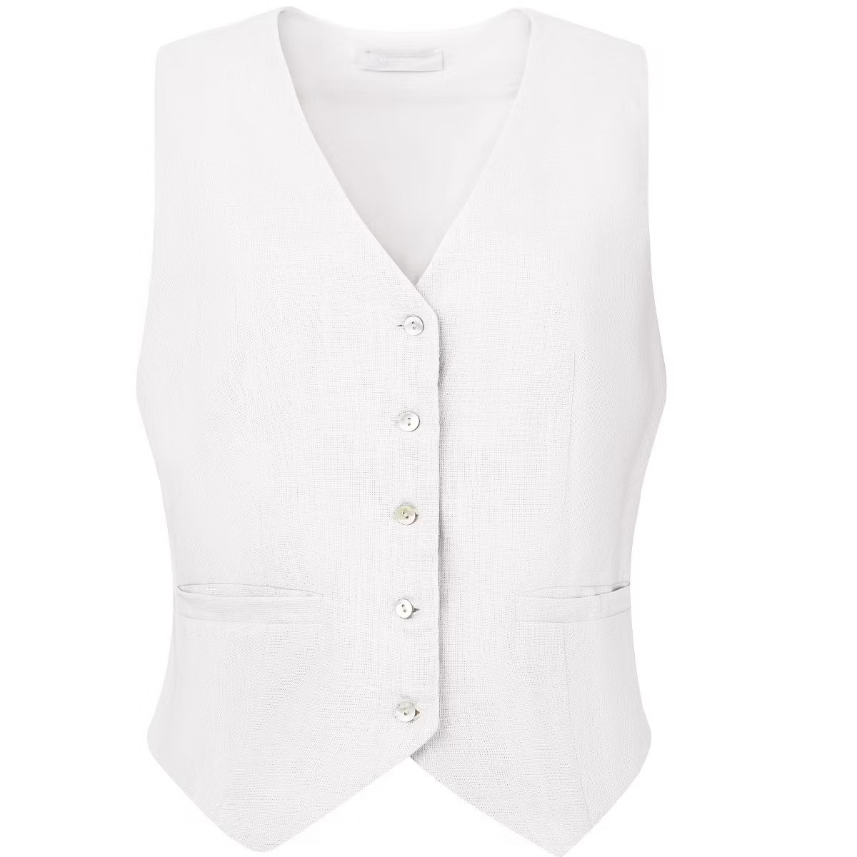 INSPIRE CHIC Women's Linen Sleeveless Button Down V Neck Waistcoat Vest White X-Large | Target