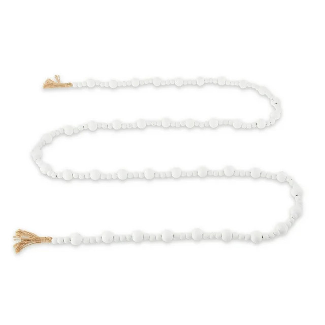 Set of 2, Holiday Time 14mm and 25mm White Washed Natural Decorative Wood Bead Garland, 9 feet | Walmart (US)