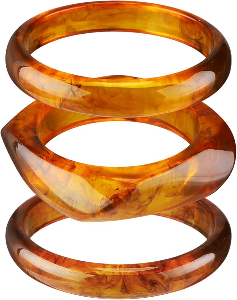 Tondiamo 3 Pcs Acrylic Resin Bracelets Chunky Bracelet for Women Irregular Geometric Wide Resin B... | Amazon (US)