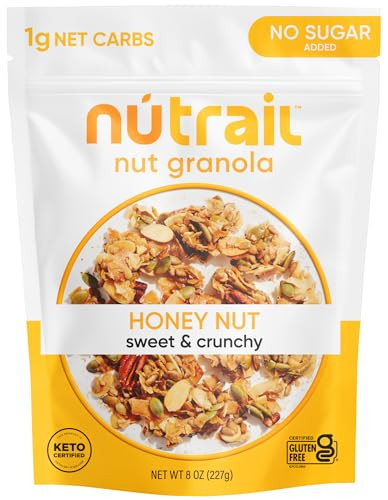 NuTrail Nut Granola Cereal, Honey Nut, No Sugar Added, Keto, Low Carb, Gluten Free, Grain Free, Healthy Breakfast 8 oz. 1 Count | Amazon (US)