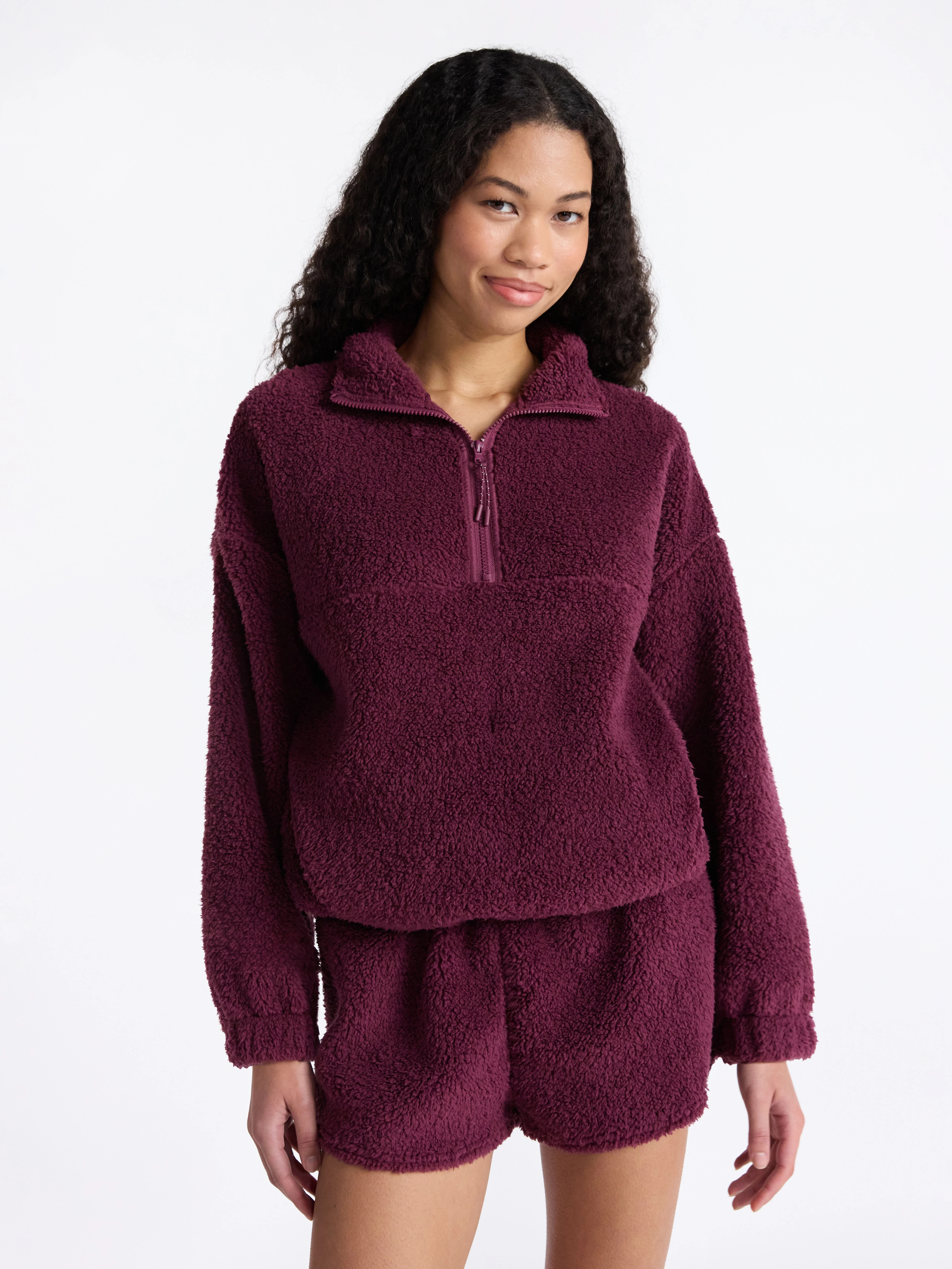 No Boundaries Plush Half-Zip Pullover, Women's | Walmart (US)
