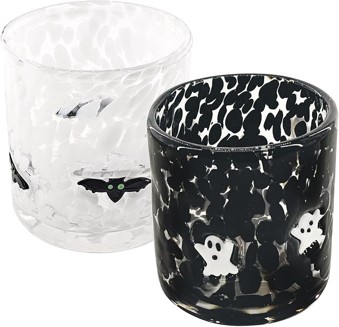 2pcs Halloween Glass Cups，16 Oz Cute Icons Juice Glasses - Double Old Fashioned Hand Blown Drin... | Amazon (US)