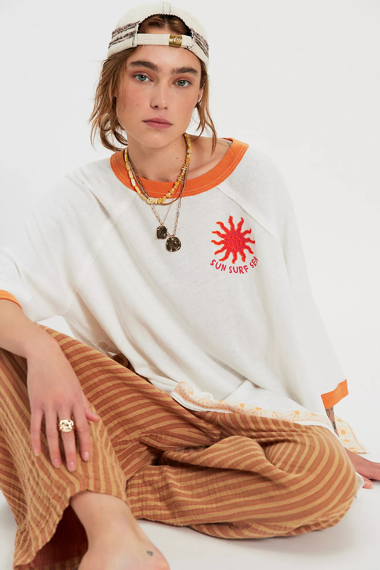 We The Free Giulia Embroidered Ringer Tee | Free People (Global - UK&FR Excluded)